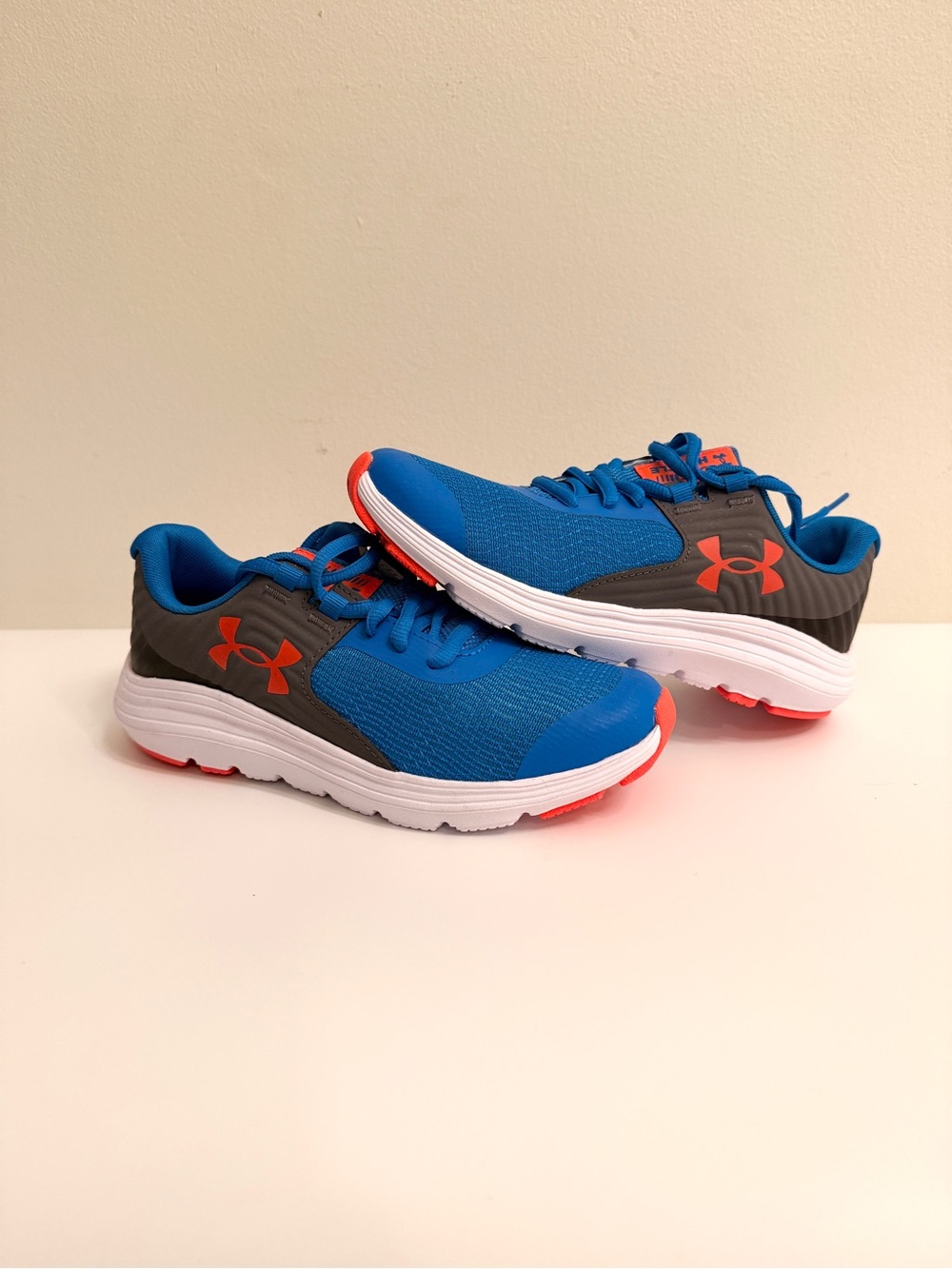 Under Armour Kids Blue and Orange Athletic Sneakers